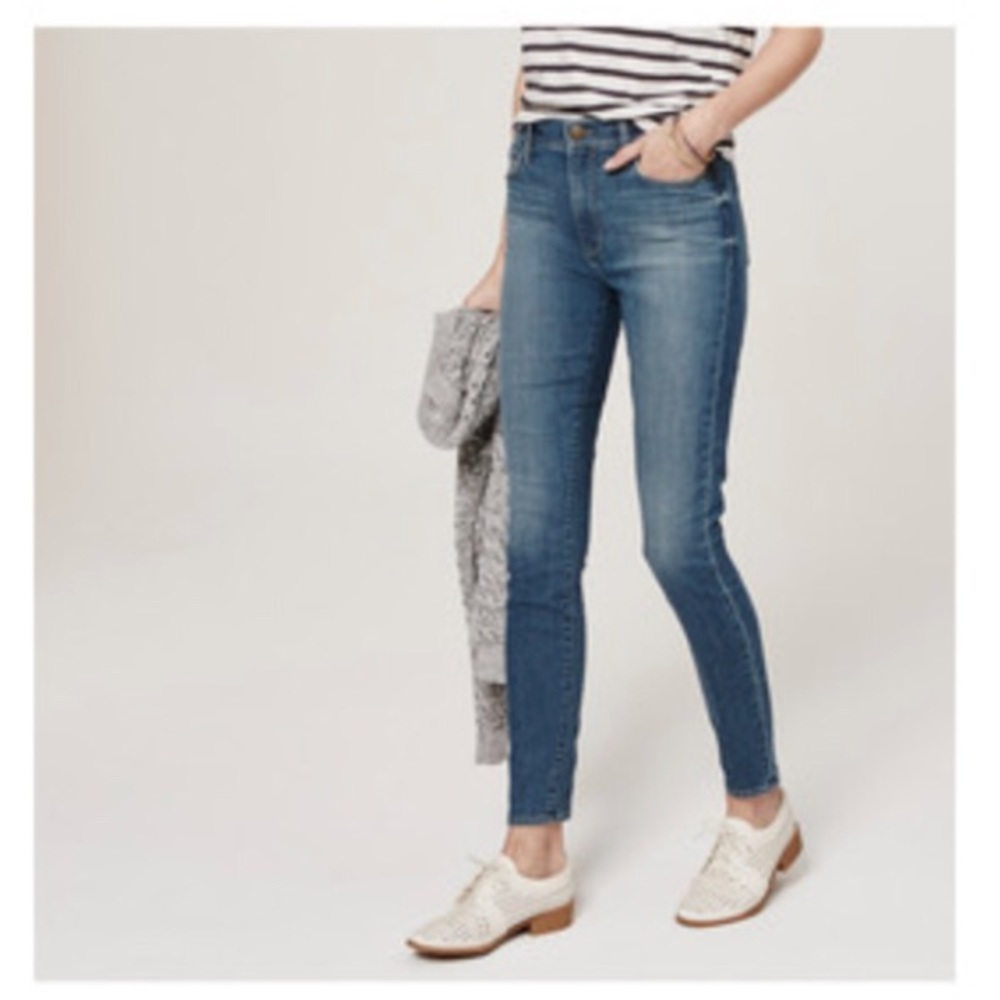 LOFT modern high waist skinny ankle jeans